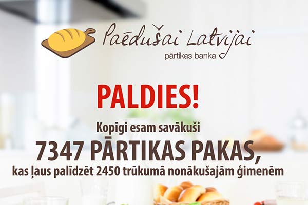 Во время акции «Накормленной Латвии» в Резекне пожертвовано 411 продовольственных пакетов